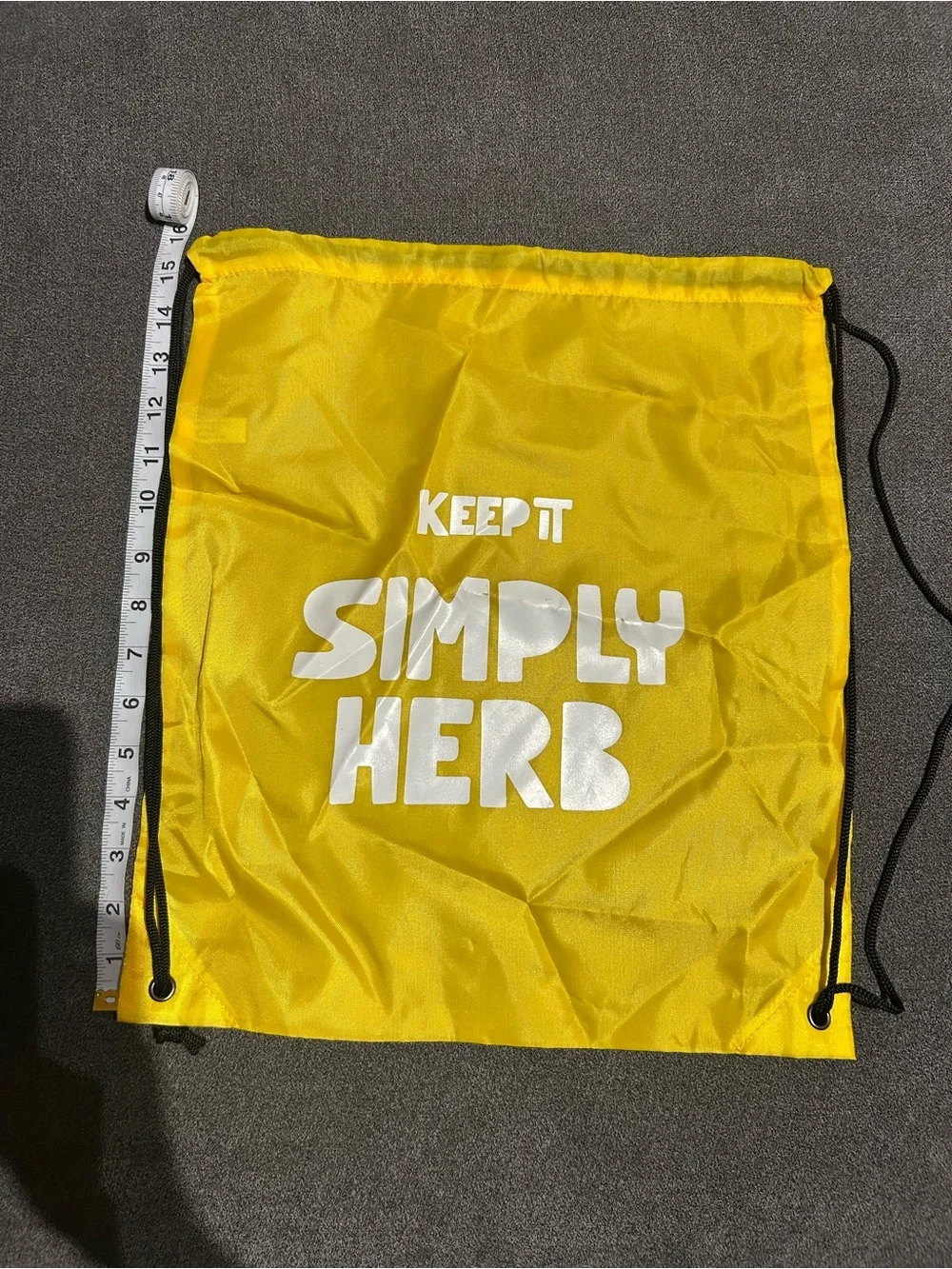 NEW- Keep It Simply Herb Yellow Drawstring Gym Bag
